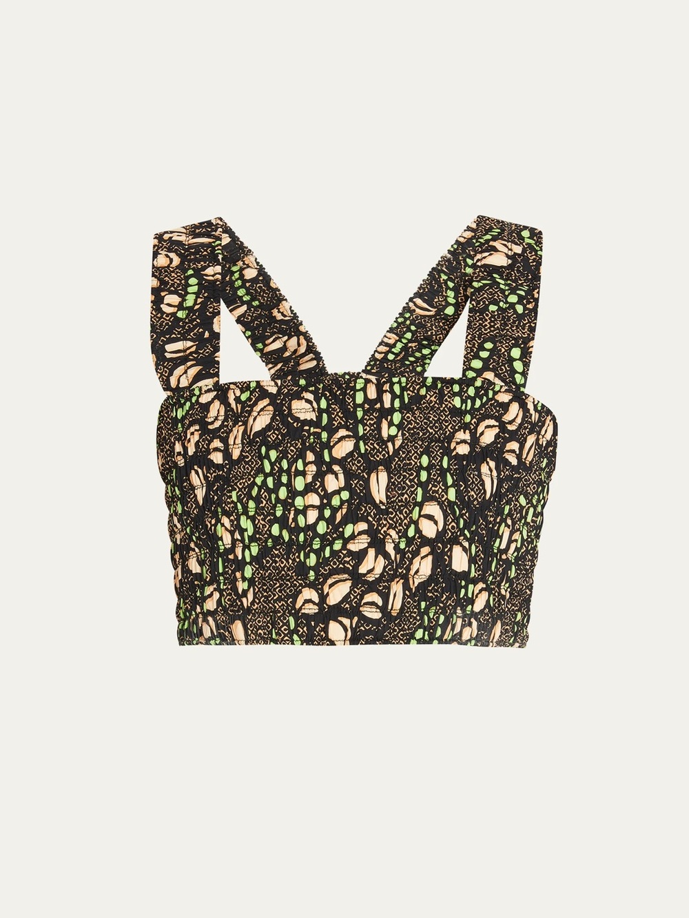 A.L.C. Printed Cropped Tank Top in Black, Green & Cream